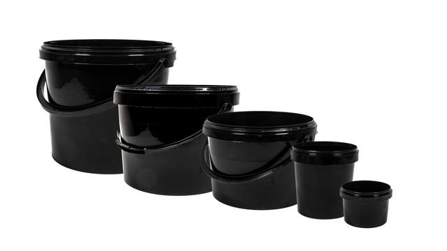 GAD 10000 - Vaso plástico negro para pintura con tapa - 10 L - 12 udes.
