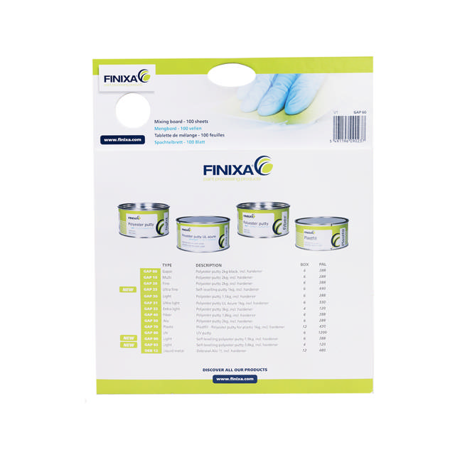 GAP 60 - Hojas para mezclar masilla 100 hojas