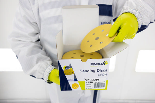 Discos de lija – Papel amarillo – ø 150 mm – 7 agujeros