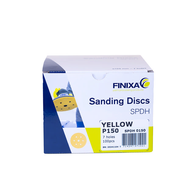 Discos de lija – Papel amarillo – ø 150 mm – 7 agujeros